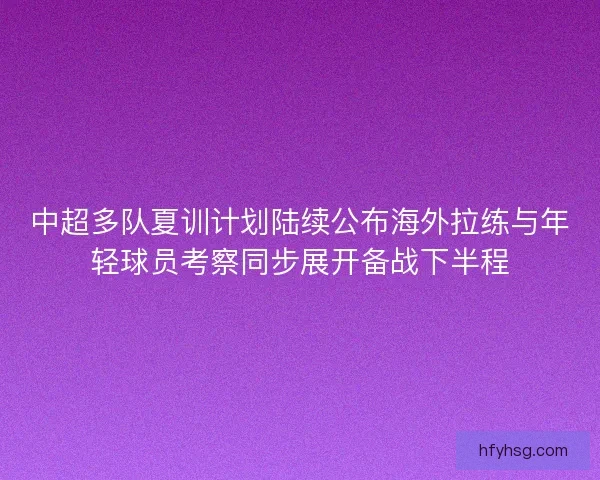 中超多队夏训计划陆续公布海外拉练与年轻球员考察同步展开备战下半程