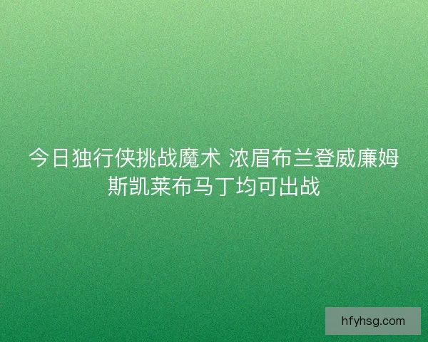 今日独行侠挑战魔术 浓眉布兰登威廉姆斯凯莱布马丁均可出战